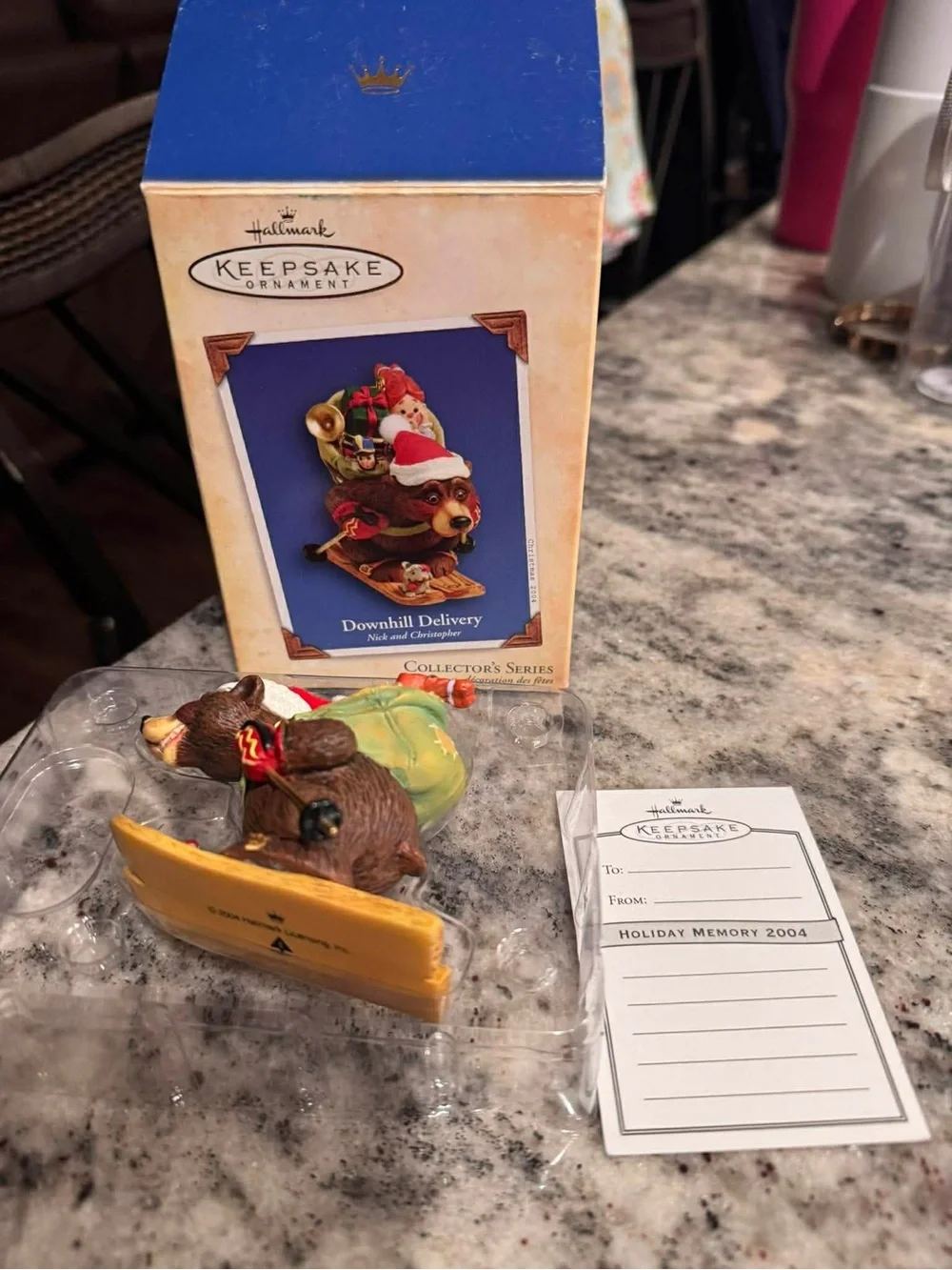 2004 Hallmark Keepsake Ornament Downhill Delivery - bear skiing
